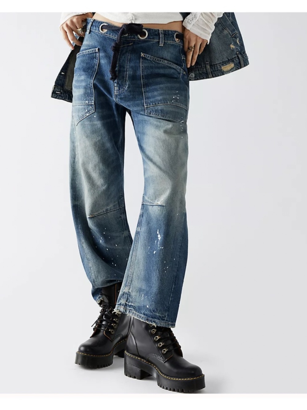 NWOT Free People Moxie Pull-On Barrel Jeans, Size 25